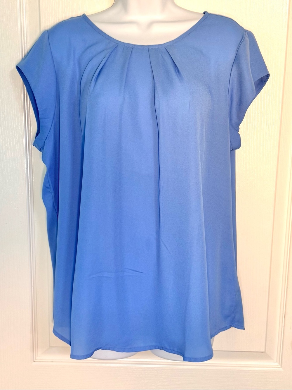 41 Hawthorn Women's light Blue Pleated Cap-Sleeve Top shirt size XL